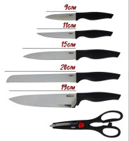 Cuchillos Cuchillas 6 Piezas Cuchillos Tijera Brinox Acero Inoxidable Negro